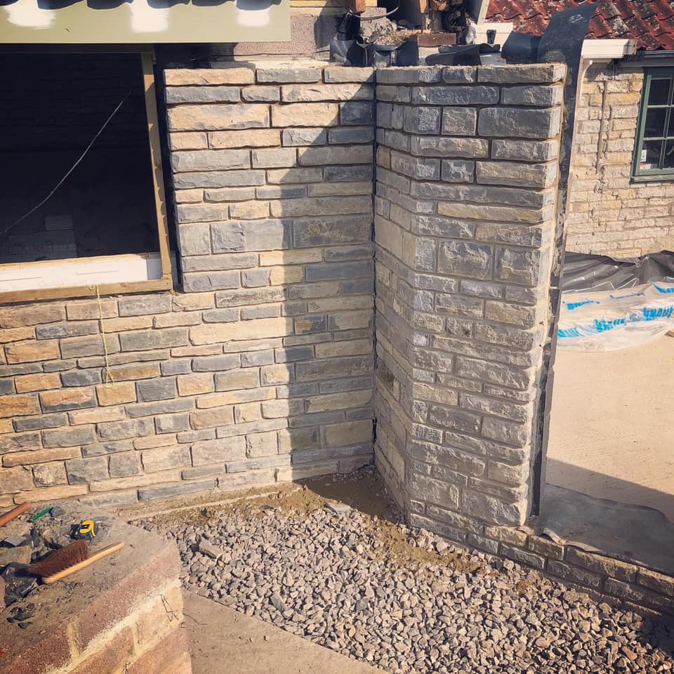 Stone brick and slab step