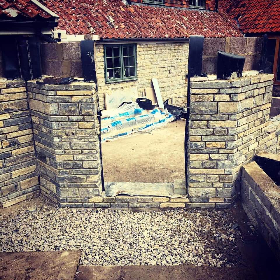 Stone wall brick work